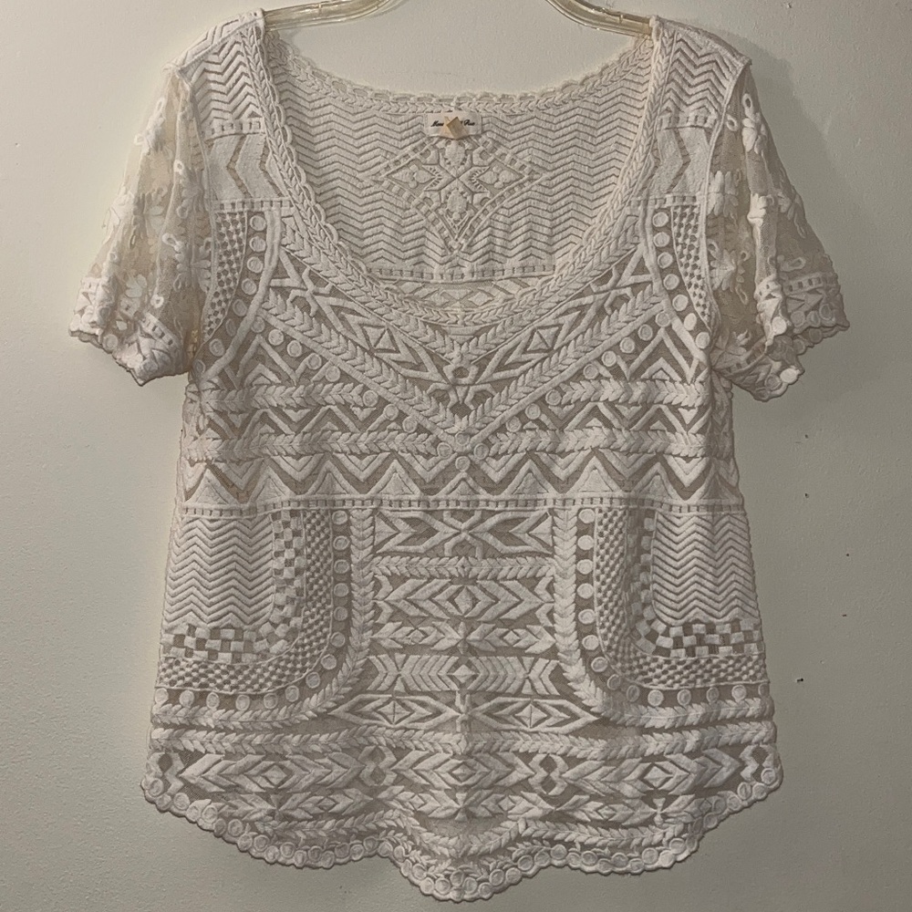 Meadow Rue Cream Embroidered Blouse
